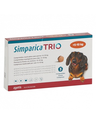 SIMPARICA TRIO 5,1 - 10 KG 3 Comprimidos