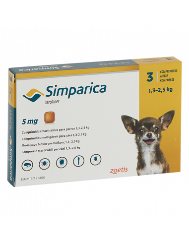 SIMPARICA 5 mg 1,3 - 2,5 kg 3...