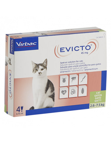 EVICTO 45 mg gatos (2.6-7.5 kg)  x 4...
