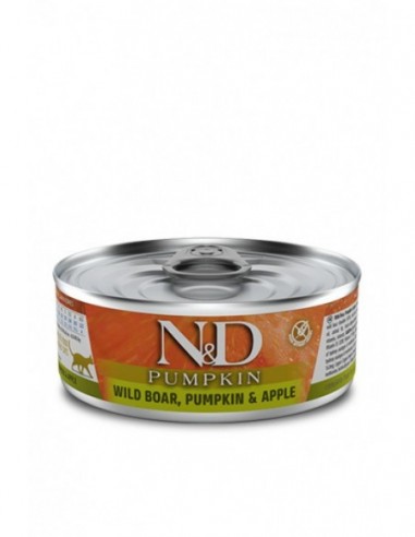 N&D PUMPKIN CAT JABALI,MANZANA 12X80G